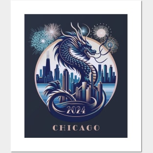 Celestial Dragon Over Chicago - 2024 Lunar New Year Posters and Art